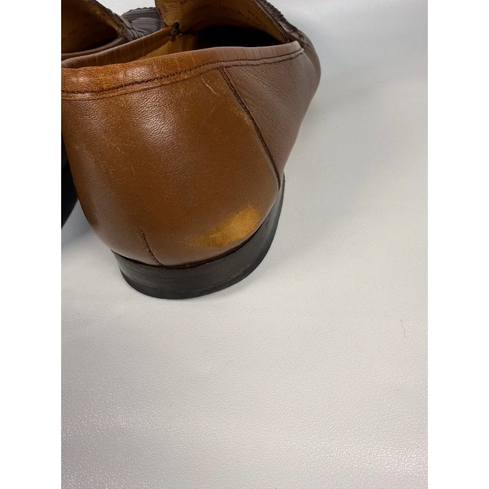 Mezlan Cafaro Brown Genuine Lizard Leather Tassel Loafer Shoes‎ Mens Size 10